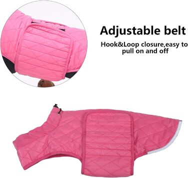 Водонепроникна зимова куртка для такс Babepet з флісовою підкладкою, світловідбиваючий пуловер з отвором для шлейки, розмір L (M(спинка:36см), рожевий)