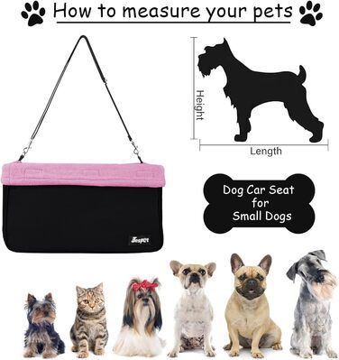 Автокрісло для собак JESPET & GOOPAWS, переносне, з ременем безпеки, до 10,9 кг, рожеве, 40,6×33×22,9 см