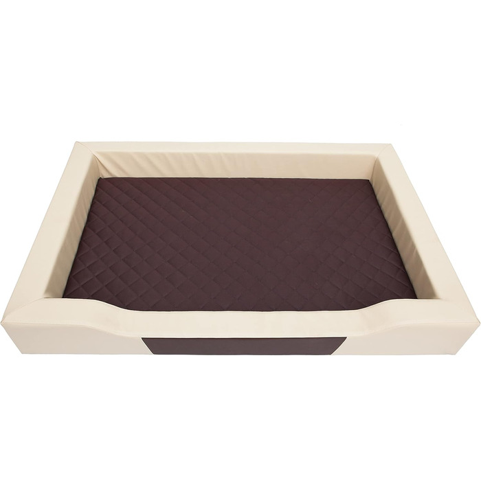 Ліжко для собак, лежанка, м'яка подушка, матрац для собак, 75x50 см, BEIGE, ECO-LEDER, коричневий матрац