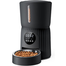 Автомат годівлі для котів Faroro 4L, програмований, з контролем порцій, 10 сек. голосових повідомлень, чорний