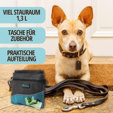 Сумка для собак Petove: переносна годівниця з магнітною застібкою, контейнер для відходів та бананка (S, блакитний)