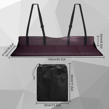 Розширювач сидіння заднього ряду авто, розкладний килимок-матрац для заднього сидіння, портативна платформа для кемпінгу та сну, універсальний для SUV, MPV та компактних авто (Чорний, Шкіра)