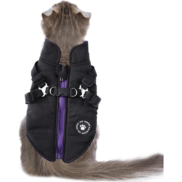 Зимовий теплий одяг для собак: куртка з підкладкою, для маленьких, середніх та великих собак, зелений (чорний), XS