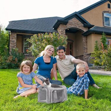 Транспортна переноска для собак та котів, складана, сіра. Зручна переноска-сумка для маленьких собак та котів. Дихаюча переноска для тварин.