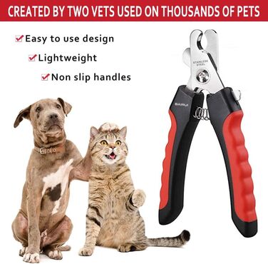 Професійний кусачки для нігтів собак та котів BAIRUI з пилочкою (червоний)