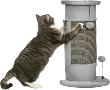 Котячий когтетоп PawHut кутовий, 58 см, сірий, з кулькою, для дому
