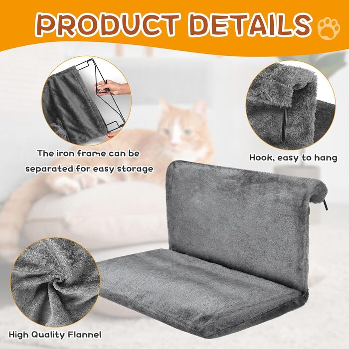 Ліжко для котів на радіатор, гамак для котів на батарею, лежанка для котів та дрібних тварин, ліжко для котів на опалення, гамак для котів на будь-які радіатори