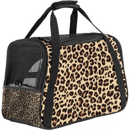 Сумка-переноска для тварин з леопардовим принтом, м'які стінки, для котів, собак, цуценят, зручна, портативна, складна, дозволена для авіаперельотів