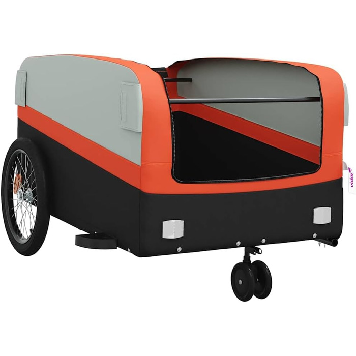 Причіп для велосипеда, вантажний/для собак, чорно-помаранчевий, 45 кг, сталь, для щоденного транспортування, універсальний, легко монтується