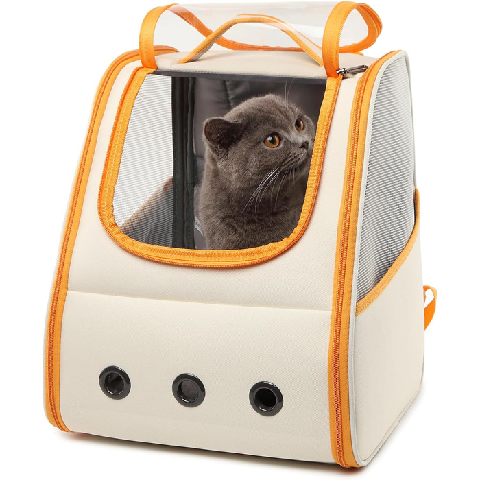 Рюкзак для кота/собаки Dogat, складаний, для перевезення тварин, помаранчевий+білий