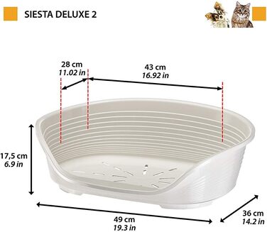 Крізьле для собак та котів Ferplast Siesta Deluxe, пластикове, 43x28x17.5 см, 49x36x18 см, сірий (Taubengrau), миється, з вентиляцією, антиковзаюче