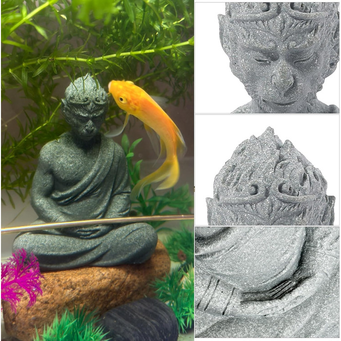 Статуя Будди для акваріума, набір декор для акваріума в стилі дзен з штучними рослинами, статуя медитуючого Будди, пісковик, 11,7 см