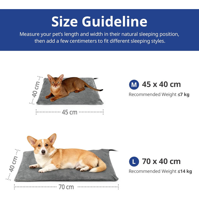 Електричний килимок для кота та собаки NICREW 40x45 см, з захисним кабелем, бежевий, 30 Вт (постійна температура)