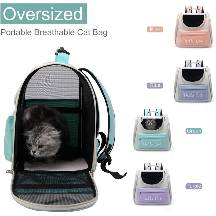 Рюкзак для кота та собаки PETCUTE з сіткою, дихаючий, з поводком, знімний килимок, блакитний