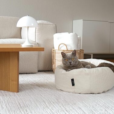 Котяче ліжко LucyBalu Dinghy, біле, м'яке, для малих і великих котів, знімний чохол, пране, лежанка, диван, подушка