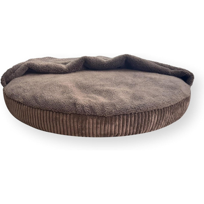Ліжко для собак 4L Textil Vigo з капюшоном, печеринка для собак, ковдра, корзина для собак, спальний мішок для собак, корзинка для собак, матеріал: Cord, середні породи собак, з ковдрою (Темно-коричневий, L 90 x B 90 x H 12 см)