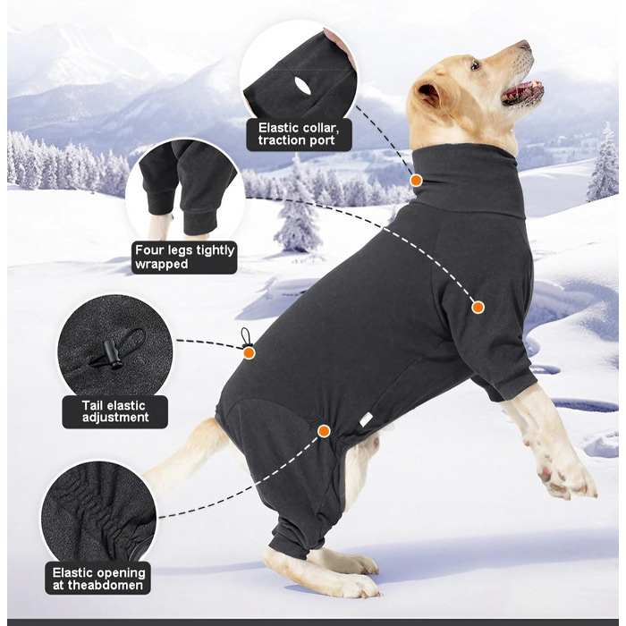 Зимовий одяг для собак з ніжками - тепла куртка з поліестеру для малих, середніх та великих собак. Повний захист, м'яка та зручна (для дому/на вулицю, сніг). Колір: темно-сірий, розмір: L