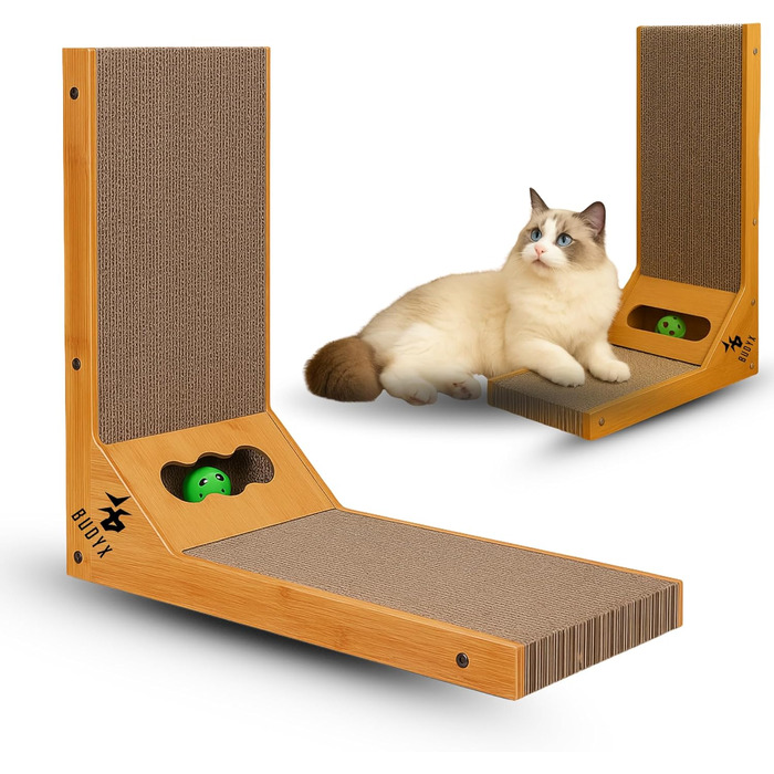 Кігтеточка для котів у формі L - щільний гофрокартон - для дряпання та відпочинку - екологічна, двостороння та стійка - ідеальна для домашніх котів