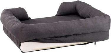 Крісло-ліжко для собак великих порід Ferplast, м'який ортопедичний лежак з memory foam, 93 x 73 x 22,5 см, сірий, миється