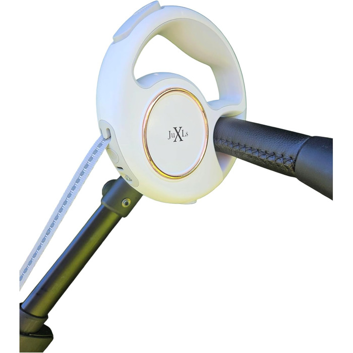 Леєнка для собак з LED-підсвіткою, 3м, тримач для відходів, відбивачі, білий/рожеве золото, для собак до 10кг