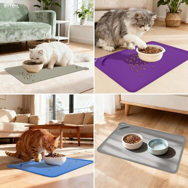 Водонепроникний килимок для годування домашніх тварин з високими бортиками, 55 x 38 см, силіконовий, неслизький, для собак та котів, запобігає розливанню води (рожевий, 48 x 30 см)