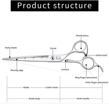 Професійна ножиця для грумінгу тварин, 18 см, нержавіюча сталь, гостра, для грумінг-салонів