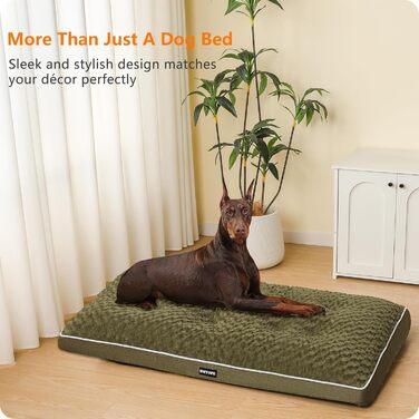 Ортопедичний лежак для собак, двоярусний килимок для собак, зручний лежак для собак, знімний кошик для собак, 90 см для маленьких та середніх собак (120 x 74 x 12 см, оливковий)