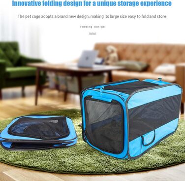 Переносний складаний лежак-іграшка для котів та собак, блакитний: клітка-переноска, лежанка для собак та котів, переноска для подорожей