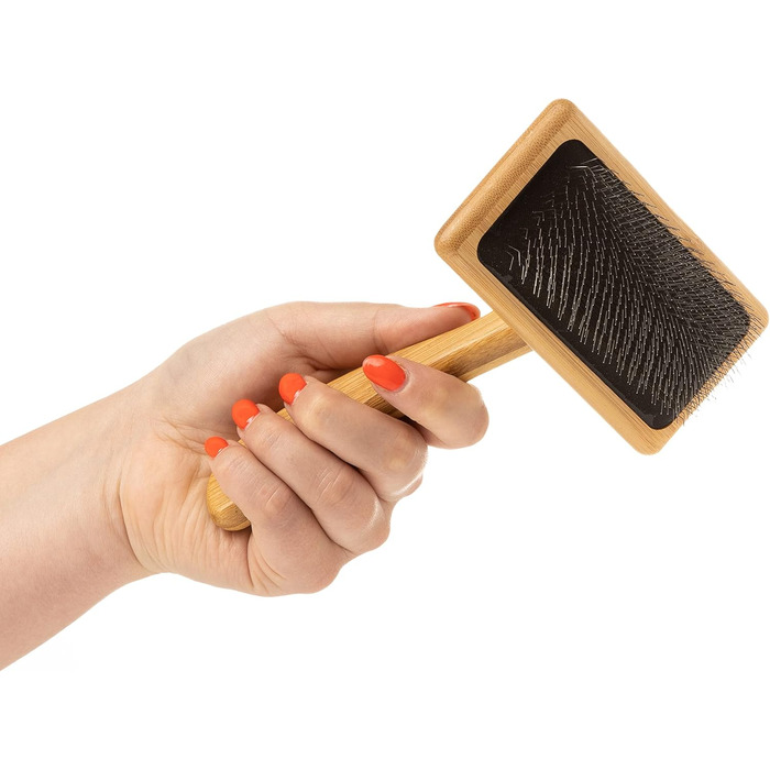 М'яка бамбукова щітка для грумінгу Mikki 6280033 з кульковими насадками для собак та котів, велика, 99 г (коричнева, M)