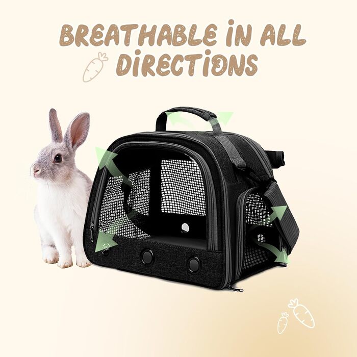 Транспортна переноска для дрібних тварин APKOL, переноска для морських свинок, кроликів, хом'яків, їжаків, (чорна)