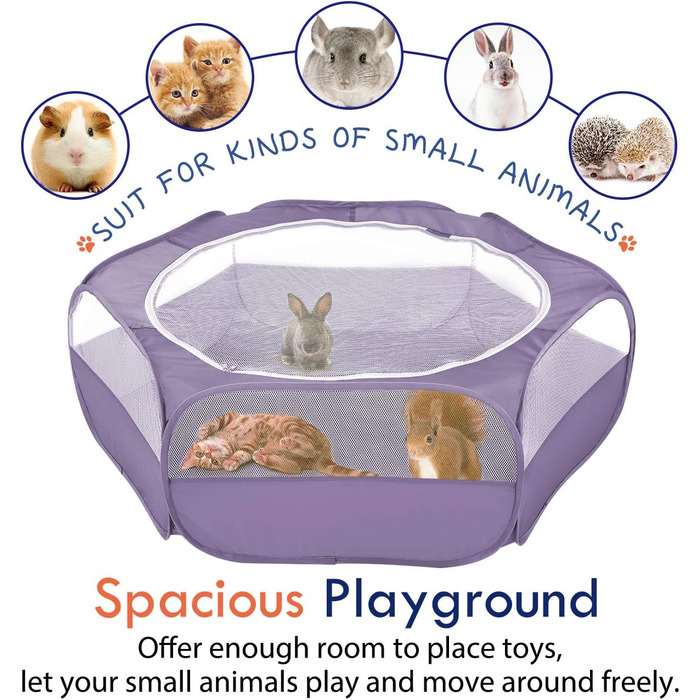 Pawaboo Freigehege для дрібних тварин: водяний, складаний, для кроликів, котів, собак, хом'яків - фіолетовий