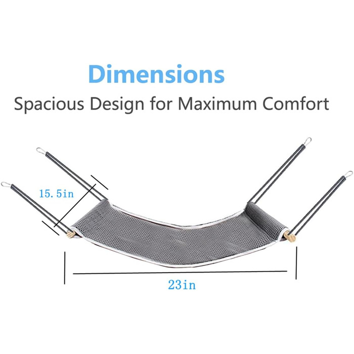 Підвісна лежанка для котів 58,4 x 39,4 см - м'яка, дихаюча, з дерев'яною підтримкою, для більшості порід