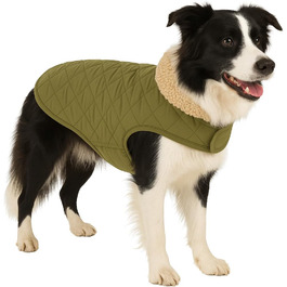 Теплий дощовик для собак Flamingo Bonnie, зелений, розмір 40, преміум-якість, водонепроникний, машинне прання 30°C, застібка-липучка, плюшевий наповнювач