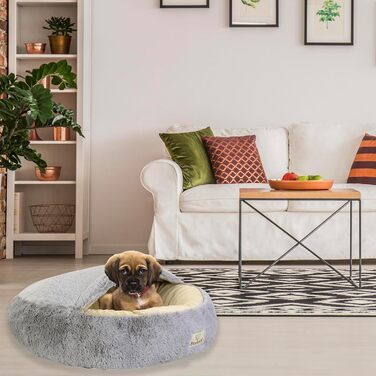 Кругле ліжко для собак та котів Zotteliges з балдахіном, сірого кольору (60 см)