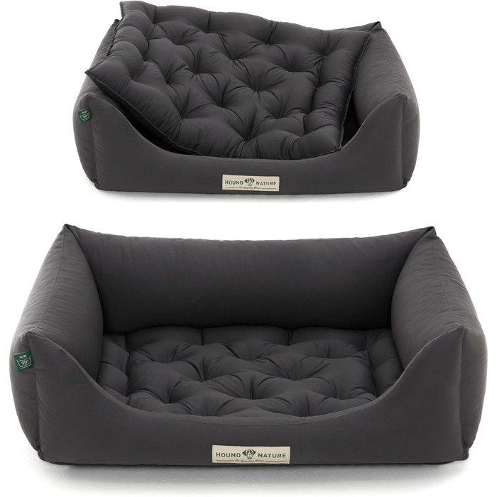 Ортопедичне ліжко для собак HOUND & NATURE Zermatt, корзина для собак середніх порід з високим бортиком, м'яке собаче ліжко з подушкою, яку можна прати (M - 95x70 см, сірий)