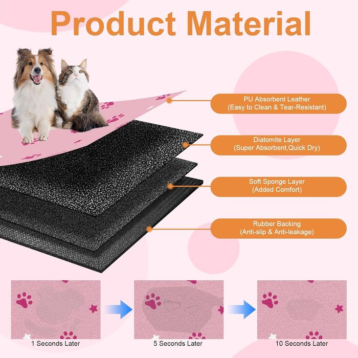 Килимок для годівлі собак Bleswin 30x50 см, водопоглинаючий, антиковзний, коричневий