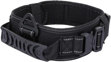 Нашийник для собак Vmokki з м'якою підкладкою, 7 см, з двома пряжками, контрольний тримач, тактичний, регульований, для великих собак (відбиваючий, чорний)