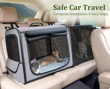 Pecute Розширювана переноска для котів та маленьких собак, транспортна сумка-переноска, розкладний бокс для котів, сіра/зелена, 61x52x45 см