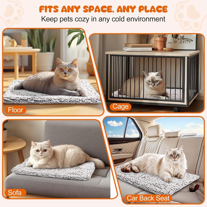 Самогріюча котяча ковдра 70 x 48 см: тепла та зручна підстилка для котів та собак, м'яка та неслизька, для дому та вулиці, можна прати