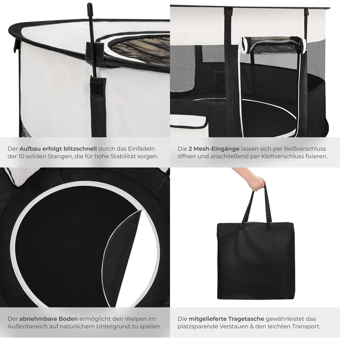 Тектейк® Вольєр для цуценят, аксесуари для собак, вольєр для собак складний, клітка для дрібних тварин (кролики, коти), вольєр для кроликів та морських свинок - Чорний | № 402438