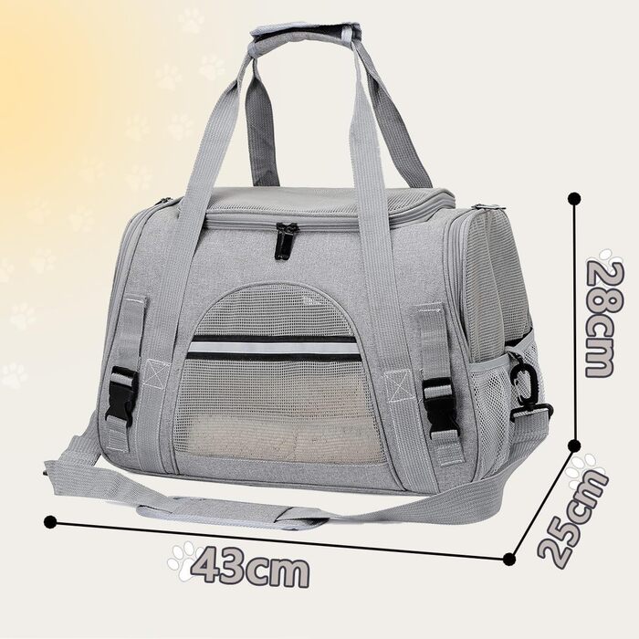 Транспортна сумка для кота APKOL, сіра, до 5 кг, складна, з плечовим ременем