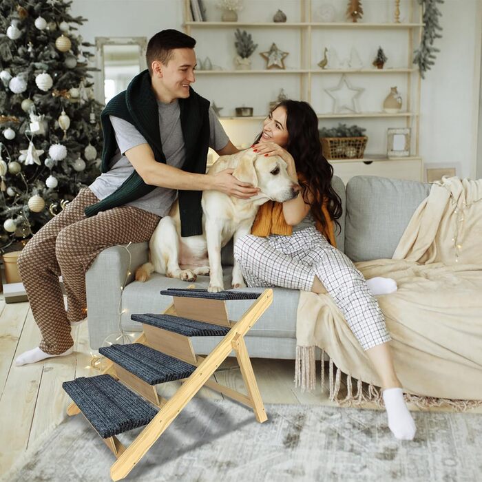 Сходинки для собак 2-в-1 зі справжнього дерева (сосна) – складані, протиковзні, для виходу на вулицю, до 80 кг, 100×46×9 см