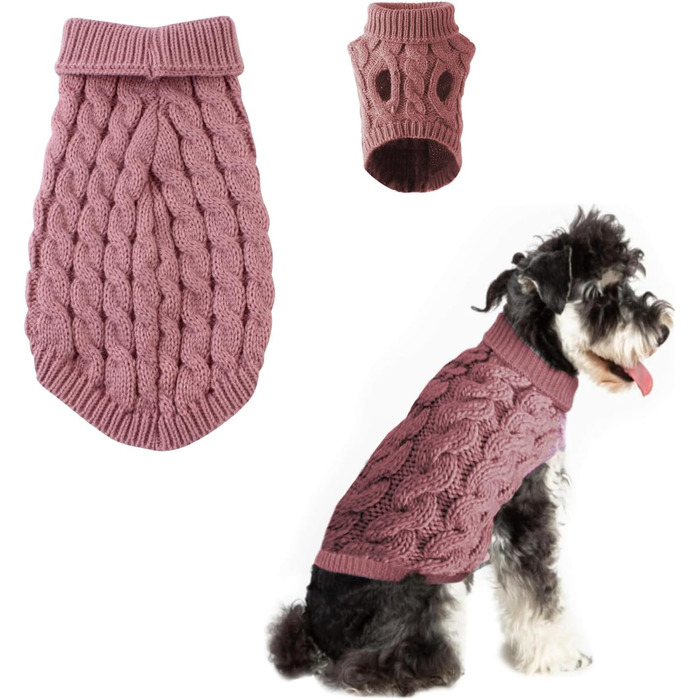 Пуловер для собак на зиму: теплий, м'який, з високим коміром, для малих, середніх та великих собак, кошенят (S, рожевий)