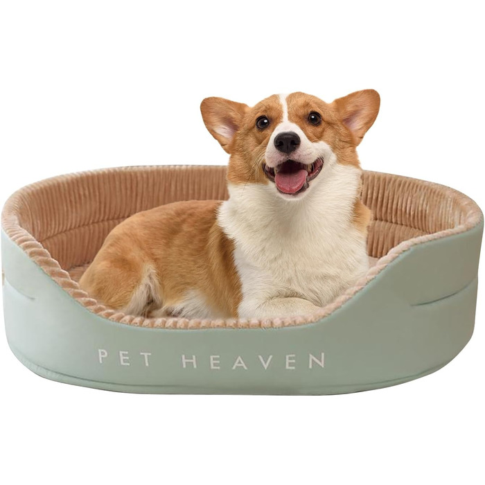 Ортопедичне ліжко для собак PETCUTE середнього розміру, миється, подушка для собак, котячі ліжка, кошик для собак з неслизьким дном, заспокійливе ліжко для домашніх тварин (S, Зелений+Хакі)