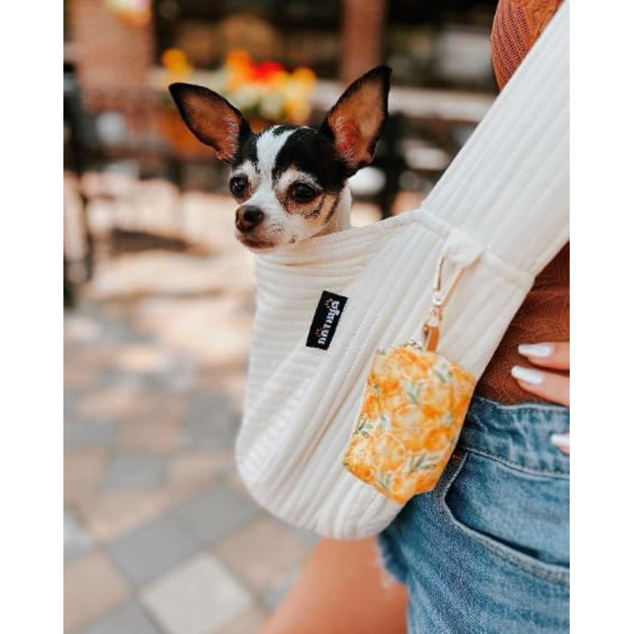 NATUYA Сумка-переноска для собак та котів, регульована, для прогулянок та подорожей (Абрикосовий) (Білий/Опудальний сад, регульований ремінь з тенту)