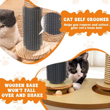 Кігтеточка-гойдалка для котів з платформою, сизаль, зручне ліжко з штучного хутра, іграшки для котів (2 м'яти, 4 дерев'яні, 1 інтерактивна джура), 5 шт.