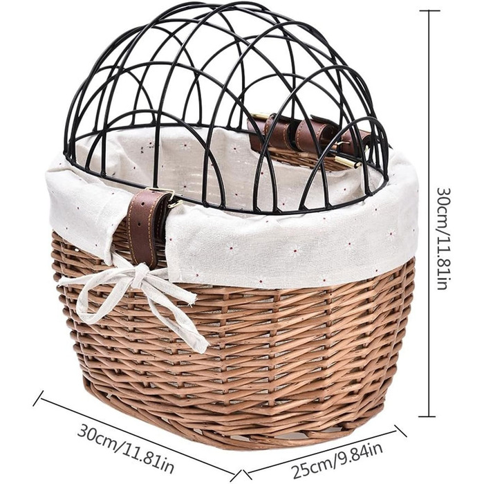 Кошик для велосипеда, кошик для тварин (кіт, собака), кріплення на кермо, ручний плетіння з лози, для велосипеда, включаючи сидіння для тварин