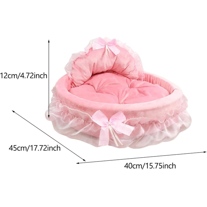 Крісло-лежанка для собак та котів Pistro Rosa Prinzessin - зручне, знімне, з антиковзною основою та мереживом