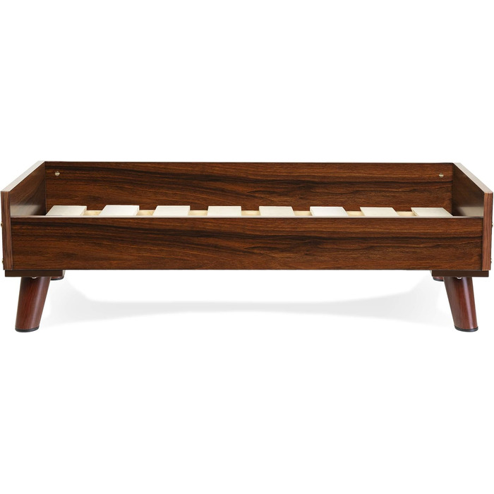 Ліжко для собак Furhaven великого розміру в стилі середини століття, підняте, горіх, розмір L 94 x B 72 x H 25 см