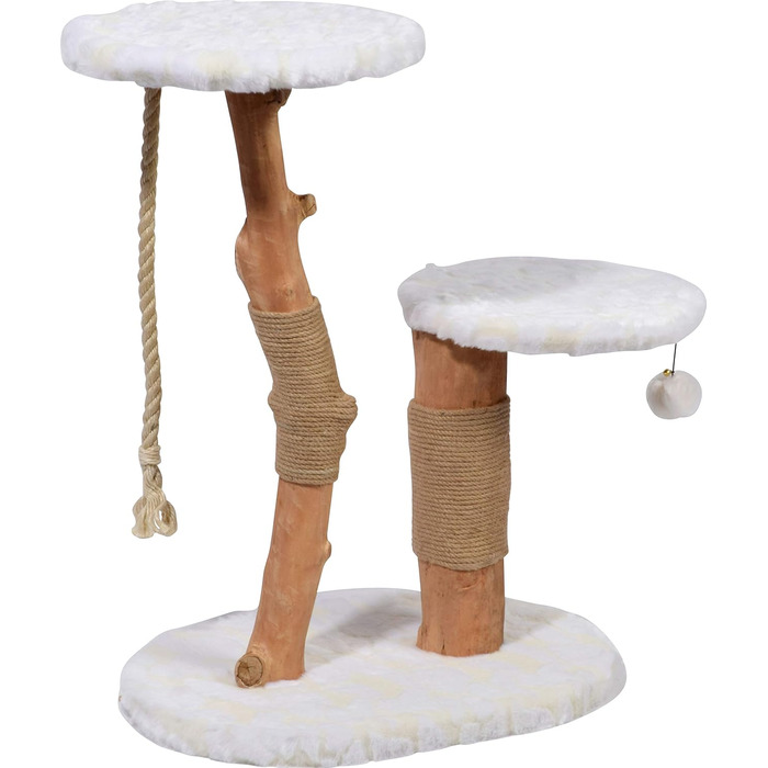 Дерев'яна кігтеточка для котів Dobar® 35290FSCe Design - з джутовою обробкою та іграшкою, Ø 50 x 72-82 см, Колір: Браун (Holly)